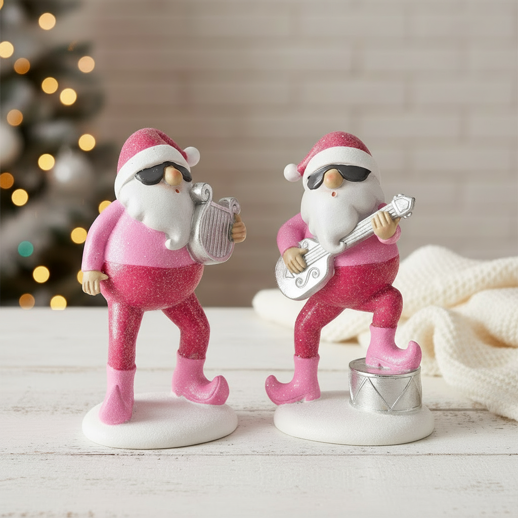 Weihnachtsmann Figuren Matthew 2er Set Pink Deko Handbemalt