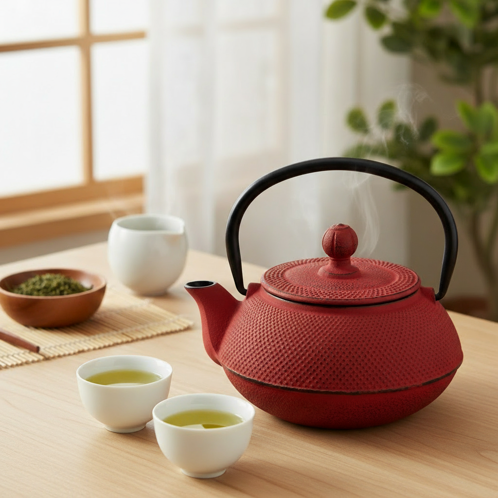 Teekanne Miyako Gusseisen 600ml Rot mit Sieb