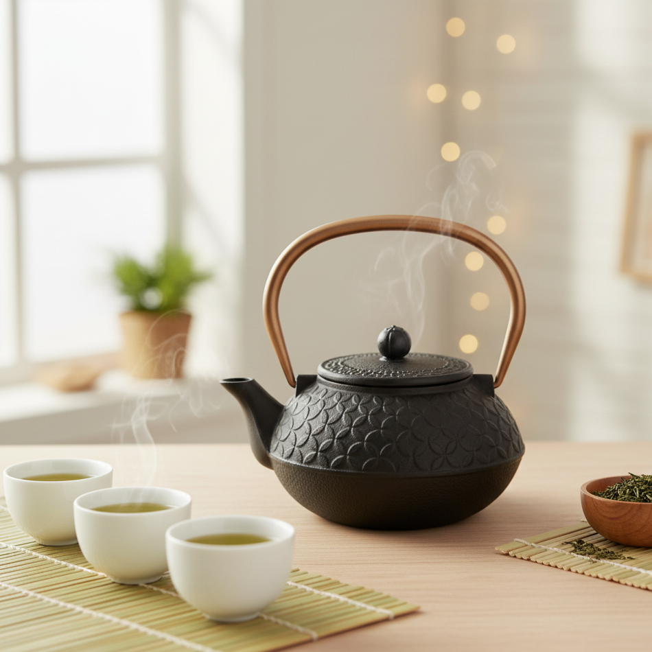 Nagano cast iron teapot, 1000ml, black, with strainer