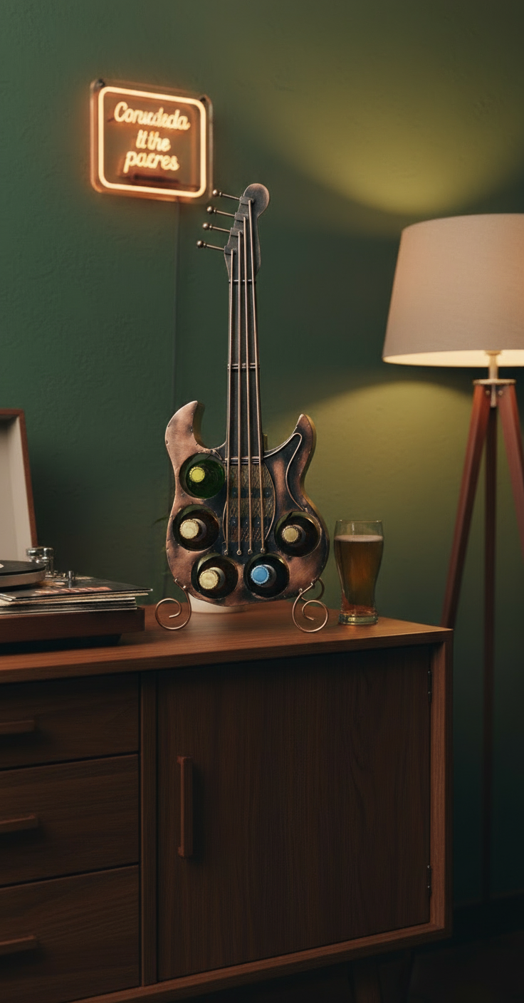 Flaschenregal Gitarre Metall Bronze Kupfer Design