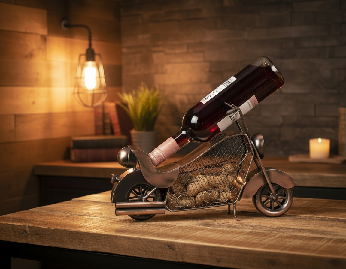 Weinflaschenhalter Motorrad Metall Bronze Kupfer Design