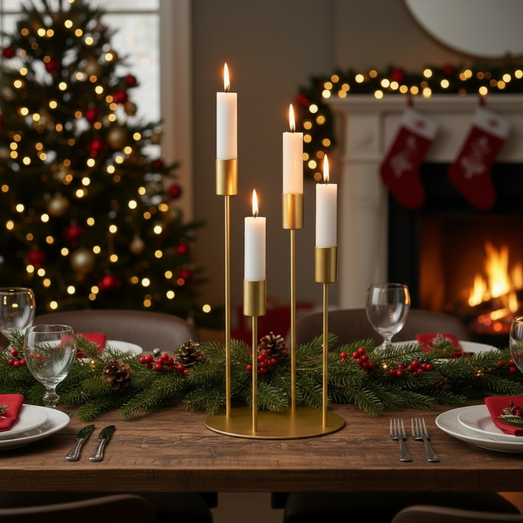 Junto Metal Gold Matte Elegant Advent Candle Holder