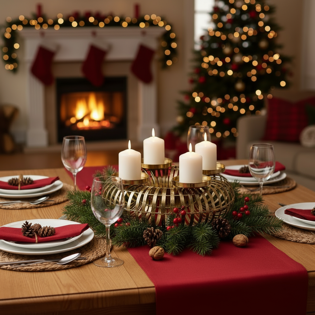 Glori Adventsglanz Kerzenleuchter Gold 4-flammig 32cm Metall Handgefertigt