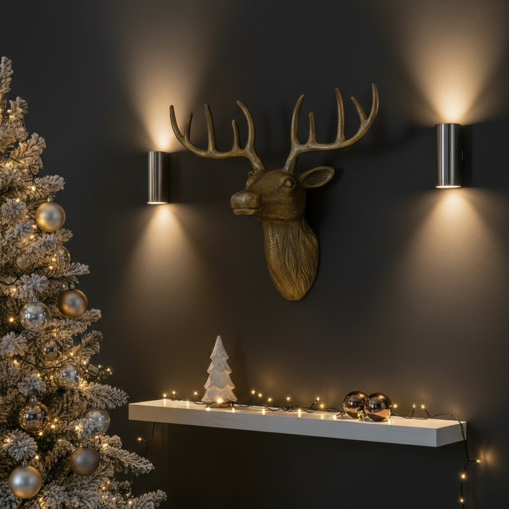 Wanddekoration Hirschkopf Arvid Antikbraun Aluminium 43cm