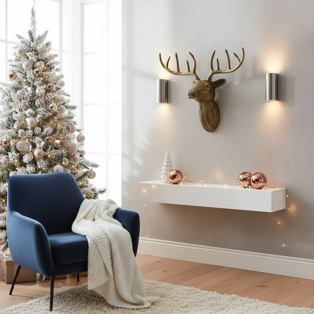 Wanddekoration Hirschkopf Arvid Antikbraun Aluminium 43cm