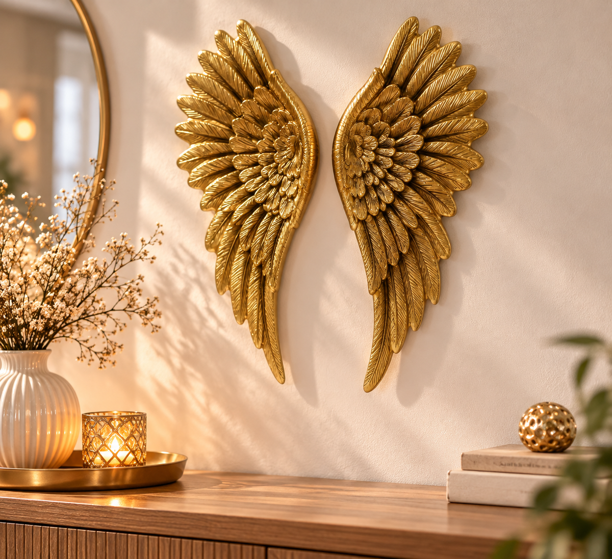 Wanddekoration Angel Engelsflügel Gold 2er Set 56 cm