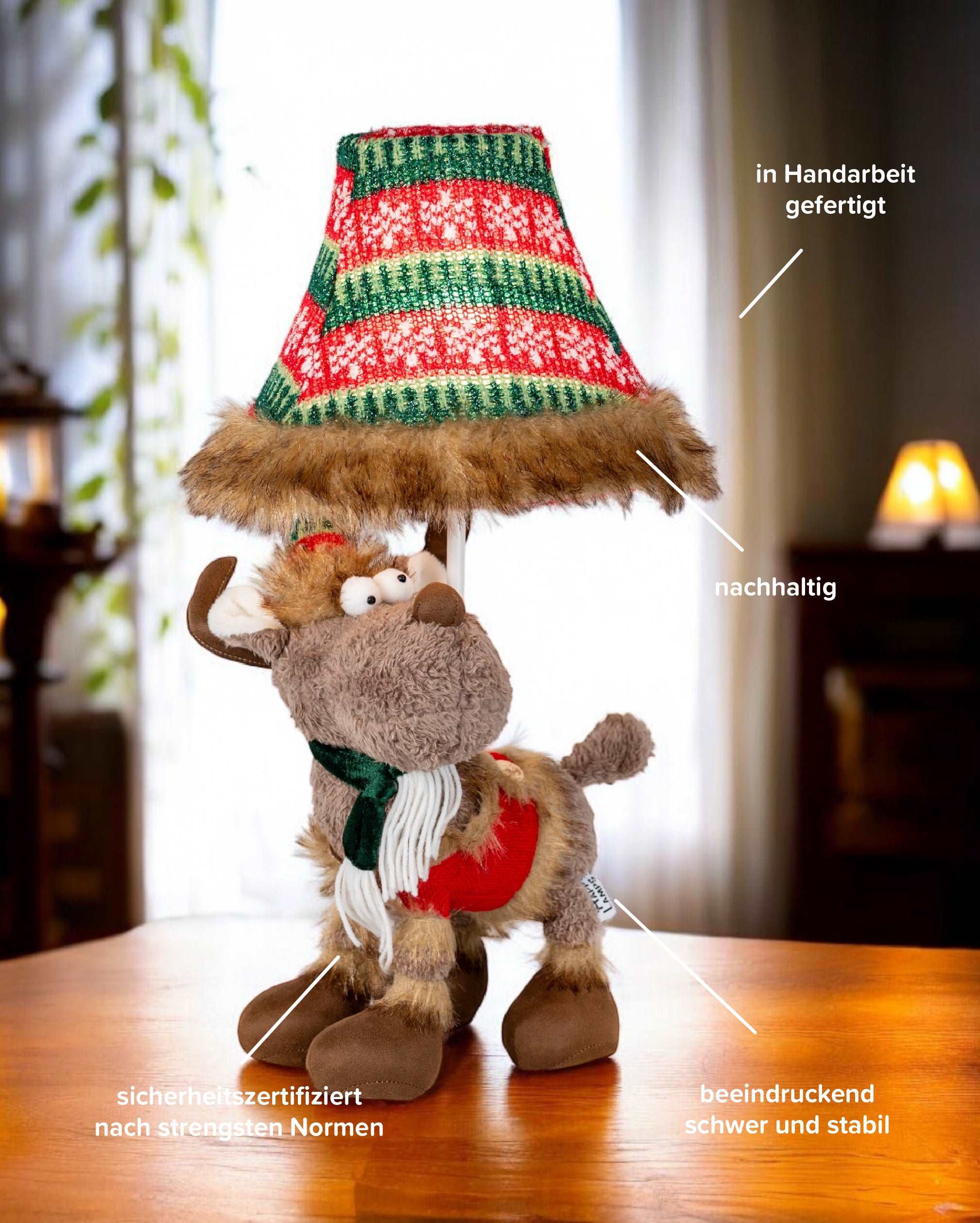Rudi – Charmante Tischlampe im Rentier Design mit festlichem Flair