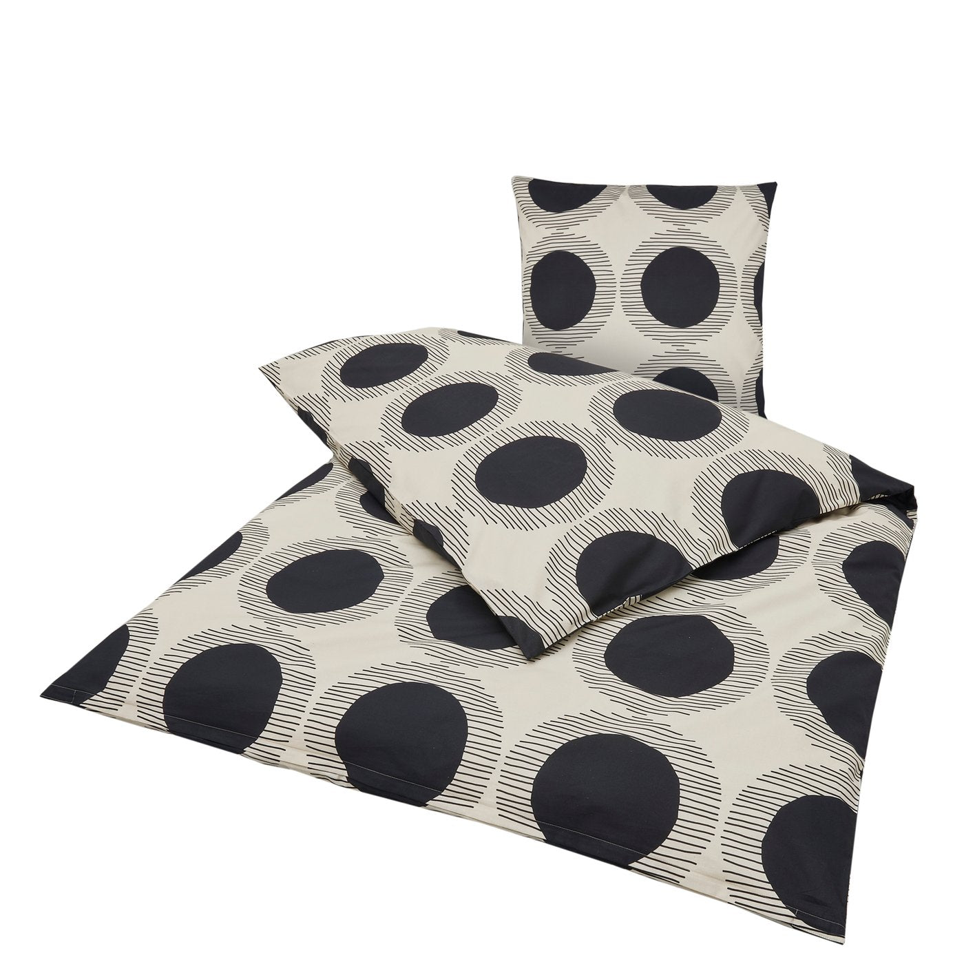 Kaylino Circa Bettwäsche 135x200 cm Geometrisches Design Schwarz Creme 2tlg.
