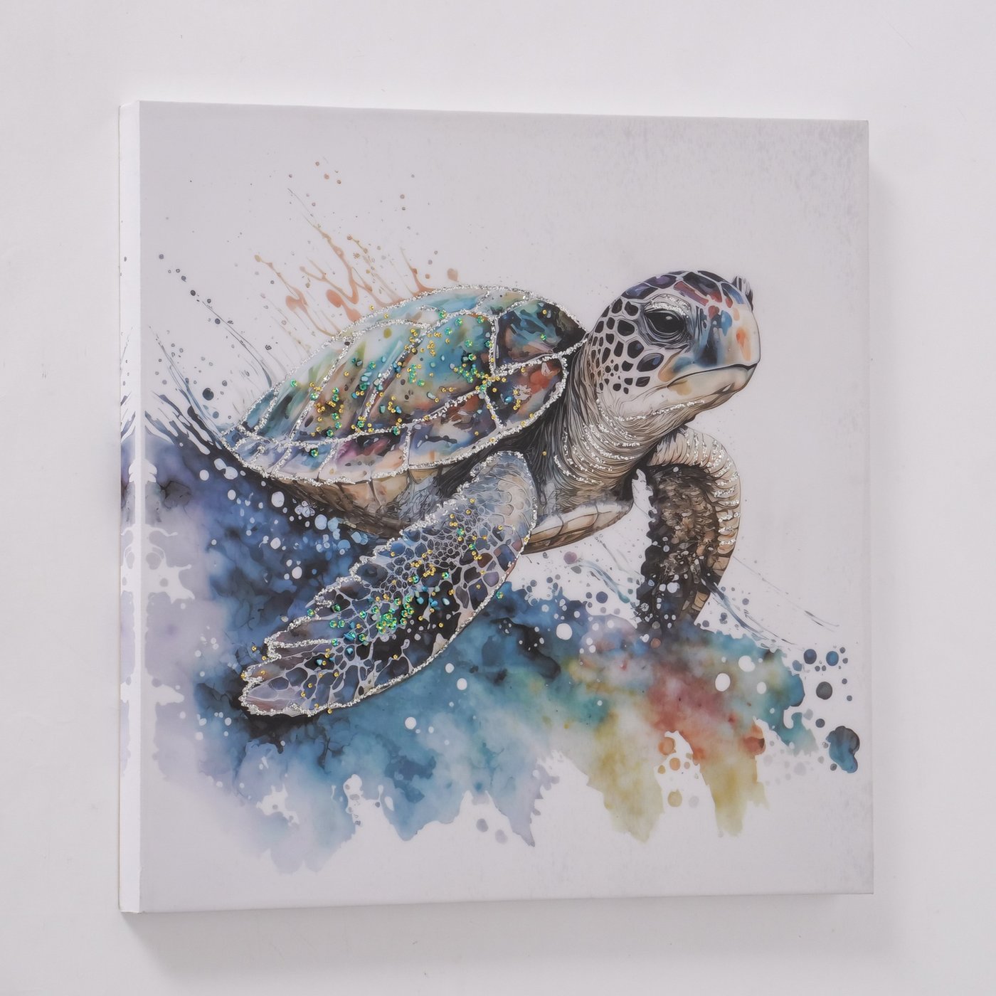 Wandbild Schildkröte 60x60 cm – Kunstdruck auf Leinwand mit Glanzeffekten
