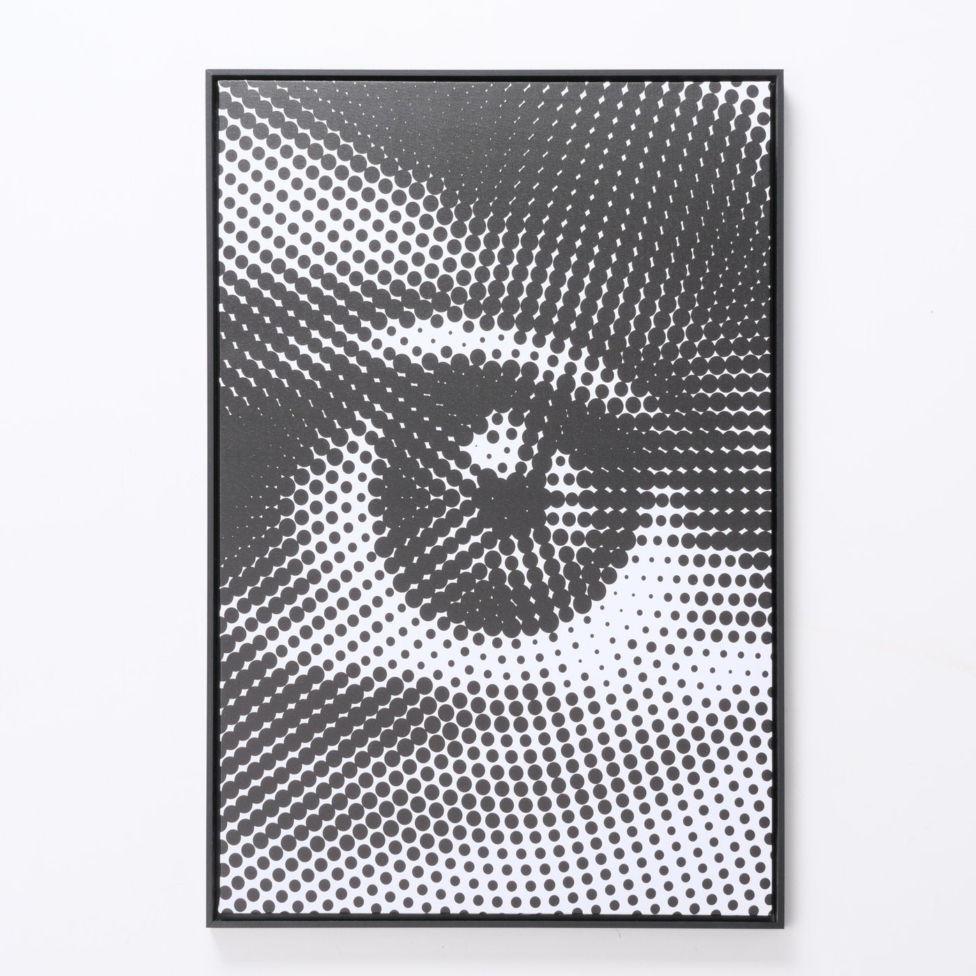 Modern schilderij The Gaze – Gestileerd oog in stippenpatroon, 90x60cm