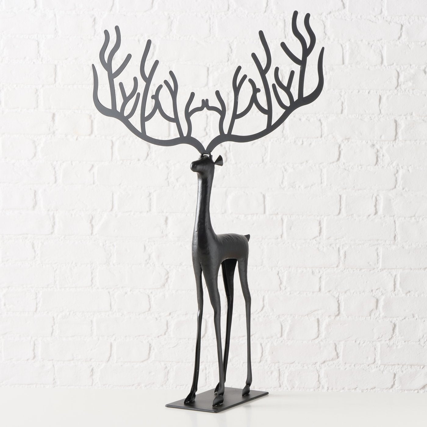Cornelius Grand Hirschfigur Schwarz 67cm Metall Handgefertigt Matt