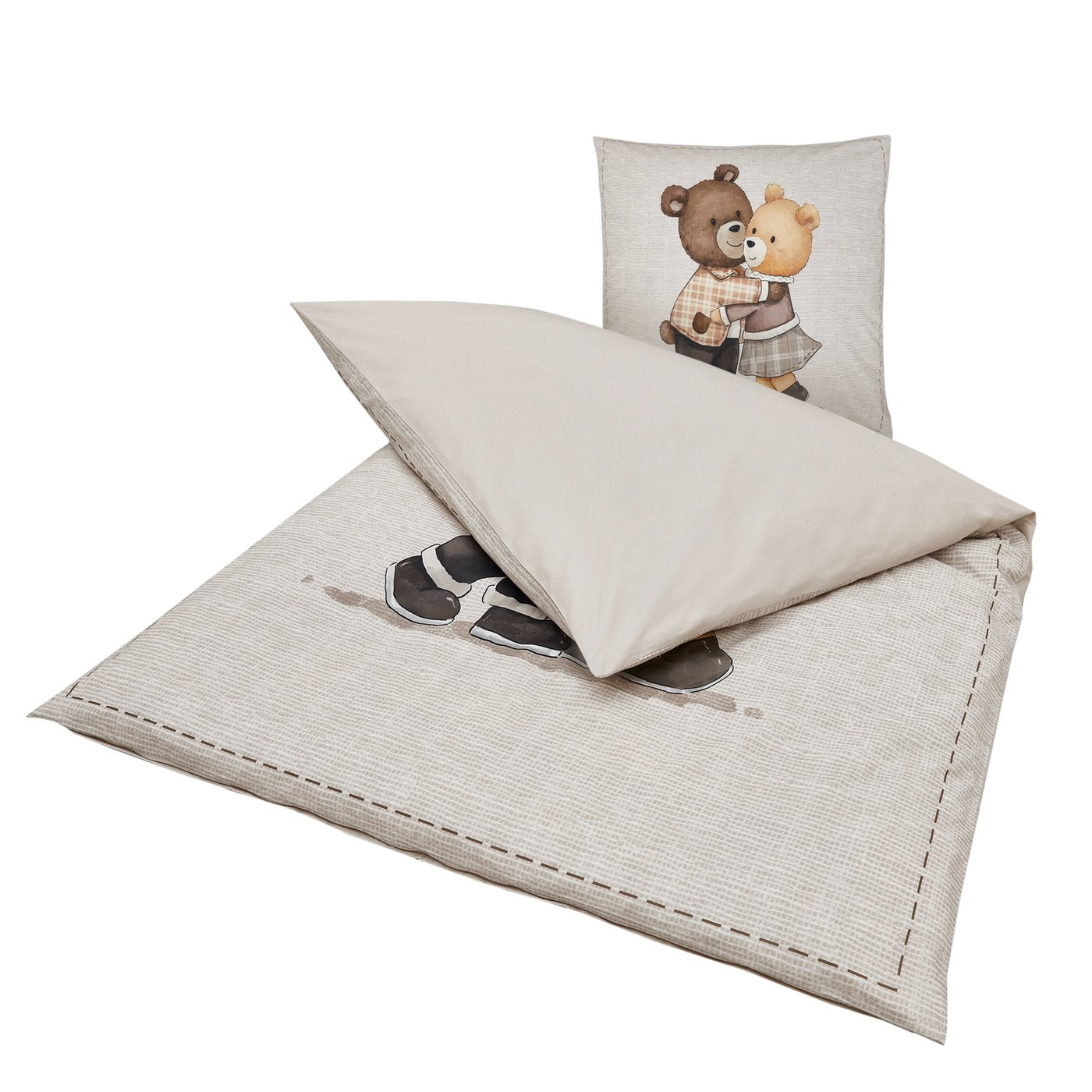 Henry Kuschelbär Wendebettwäsche 135x200 Bärendesign Beige Baumwollmix