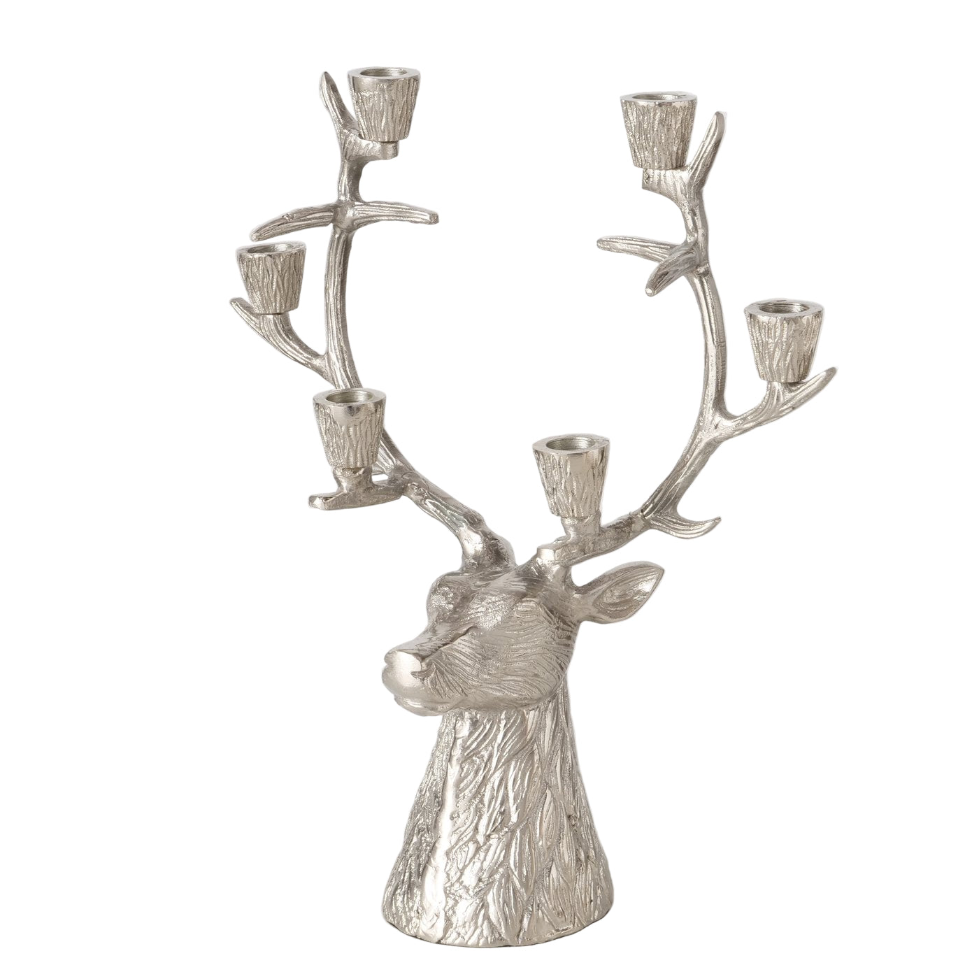 Kerzenleuchter Hirsch Theodor – Elegantes Tischaccessoire in Galvanisiertem Silber