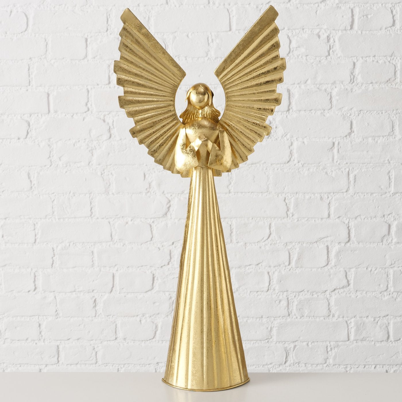 Metall XXL goldene Engel Dekofigur Nuriel - 65,5 cm