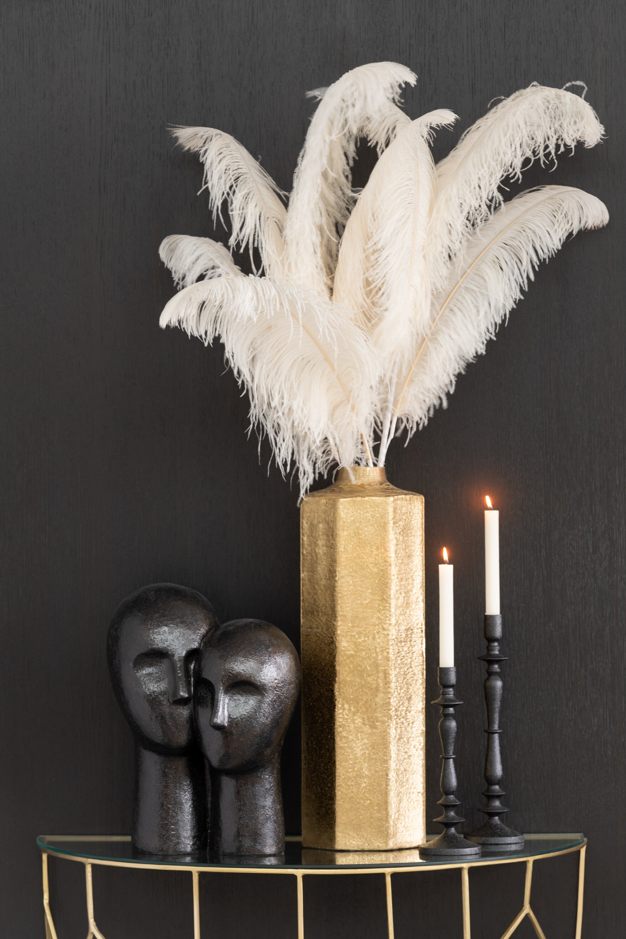 Skulptur Paar in Harmonie Schwarz Höhe 42,5cm