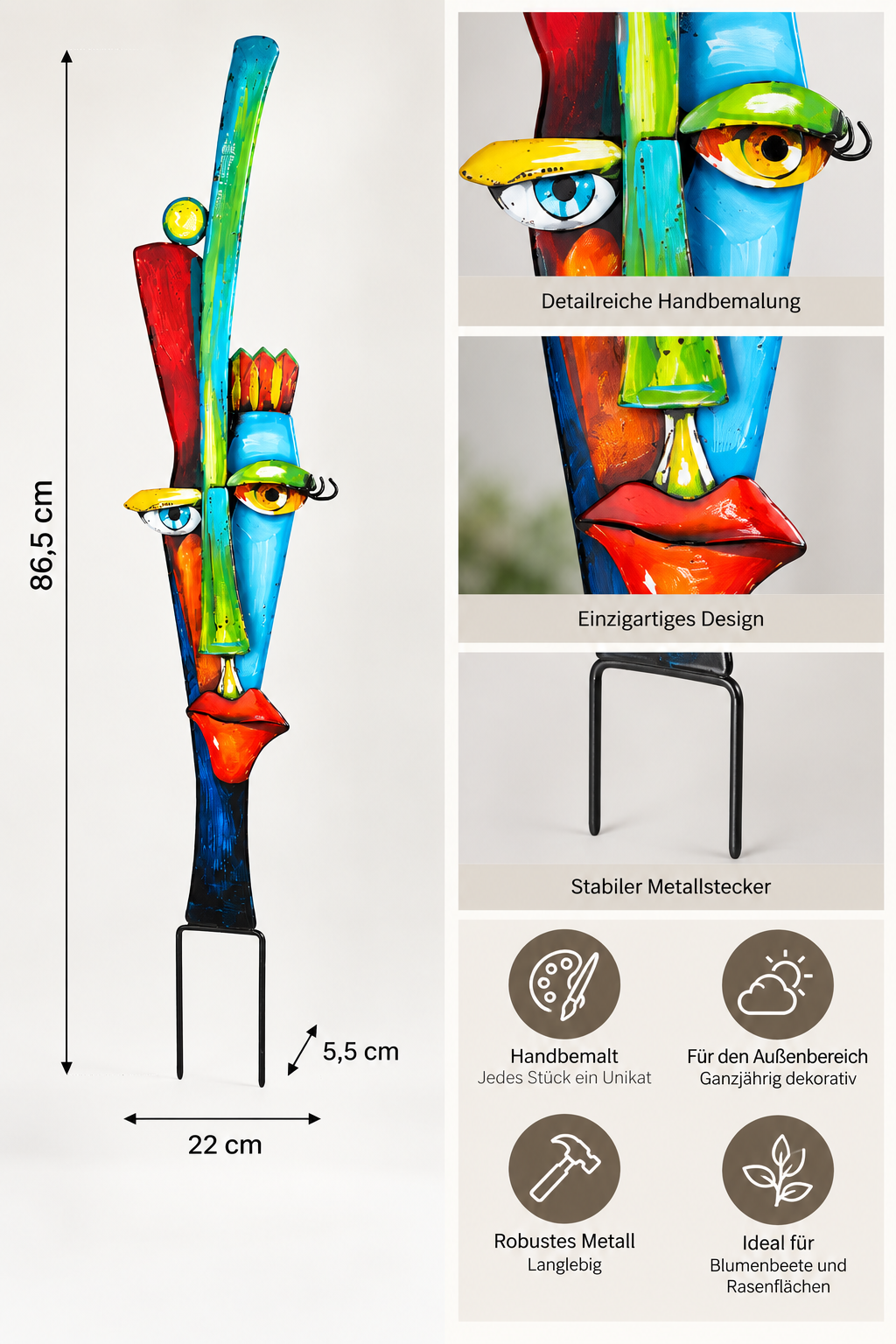 Alta Fronte Gartenstecker – Abstrakt Bunt