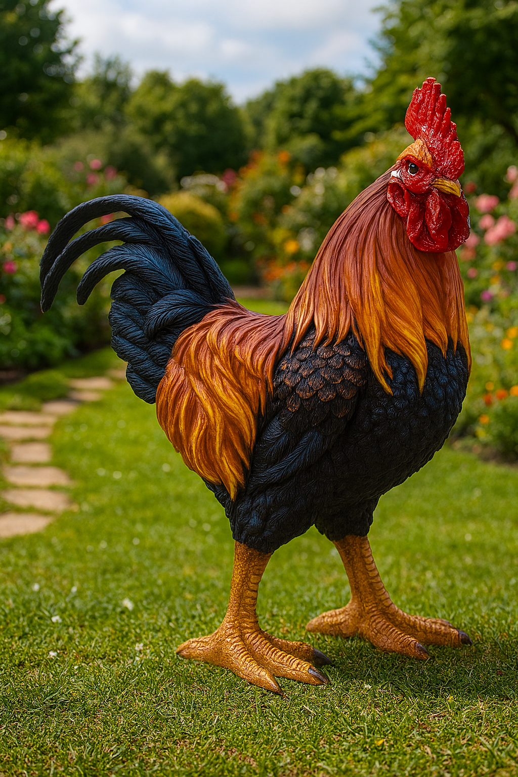 Dekofigur Hahn Morgenglanz Bunt 35cm Stehend