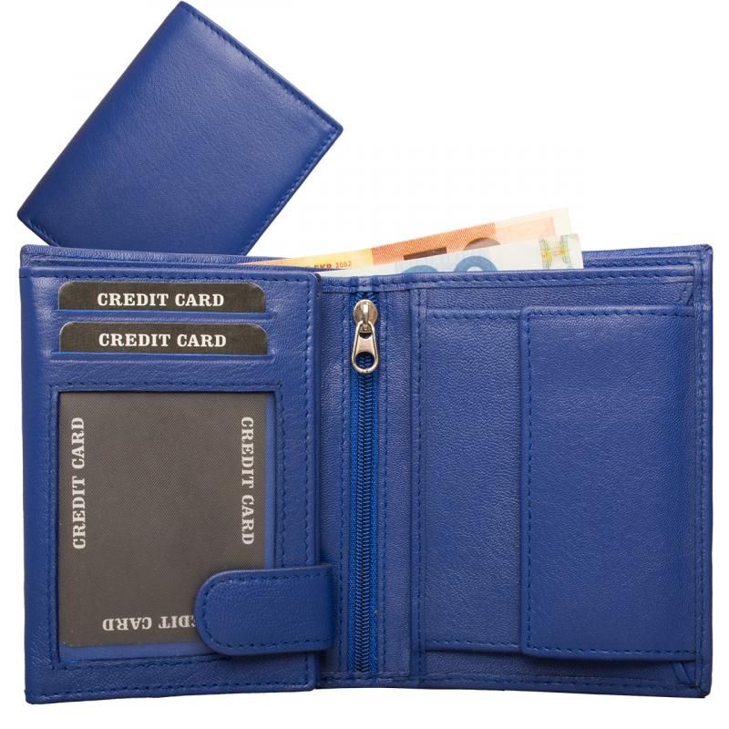 Geldbörse Nappa Leder Royalblau – Kompakte Kombibörse mit viel Stauraum