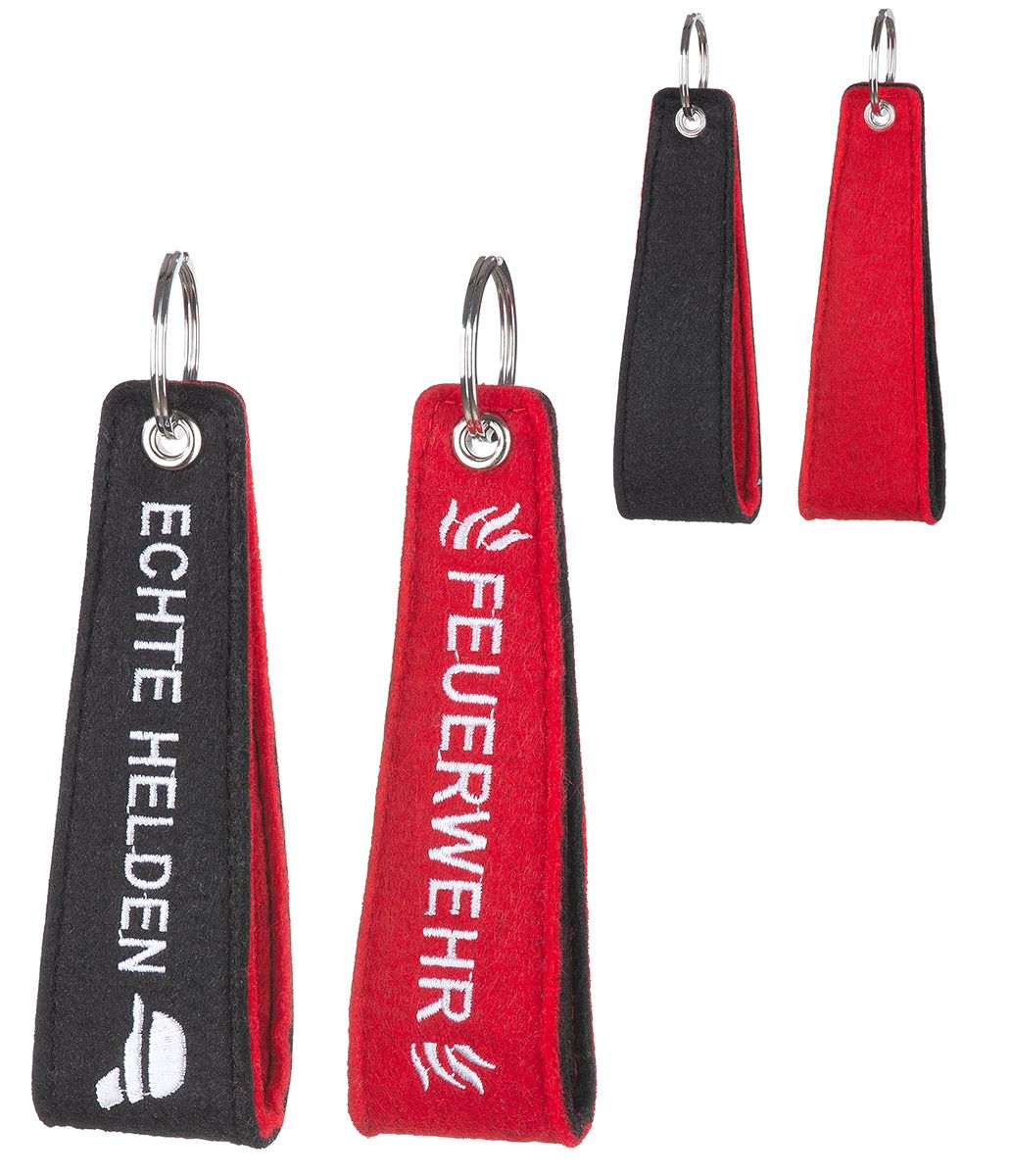 Feuerwehr Filz-Schlüsselanhänger "Echte Helden", 24er Set