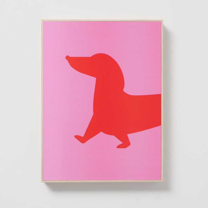 Dackel Wandbild - Lebendiges Kunstwerk in Rot & Pink, 30x40 cm