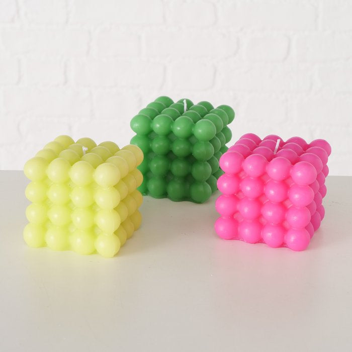 Farbenfrohes Kerzen-Set Bubble – Stimmungsvolles Licht in Gelb, Grün, Rosa