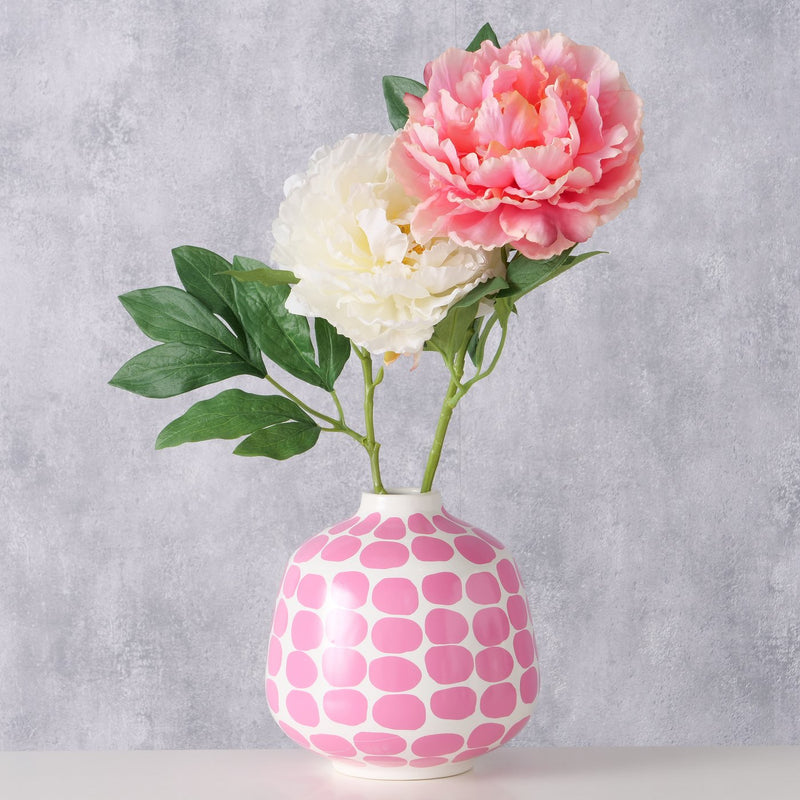 Vase Bliss in Rosa mit Punktemuster – Handbemalte Keramik