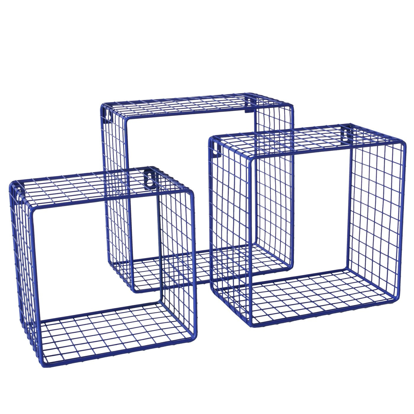 Wandregal Set Gitteroptik Blau Eisen 3er Set Bamba