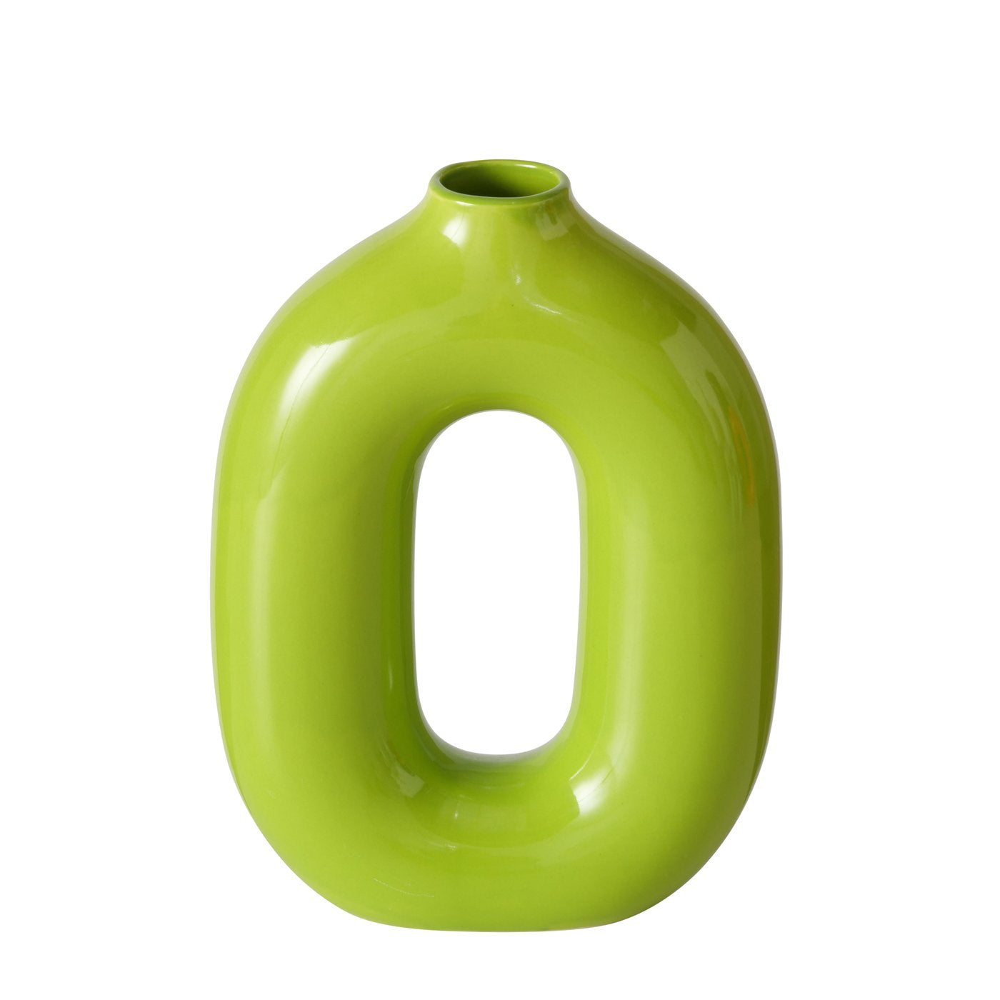 LimeGlow Vase Keramik Oval Limettengrün Modern Design 22cm