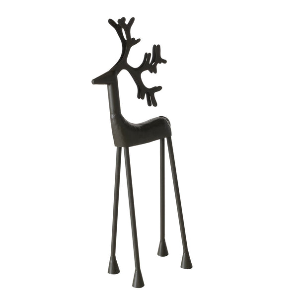 Stilvolle Skulptur 'Hirsch Hugo' – Elegante Dekofigur aus pulverbeschichtetem Eisen in Schwarz