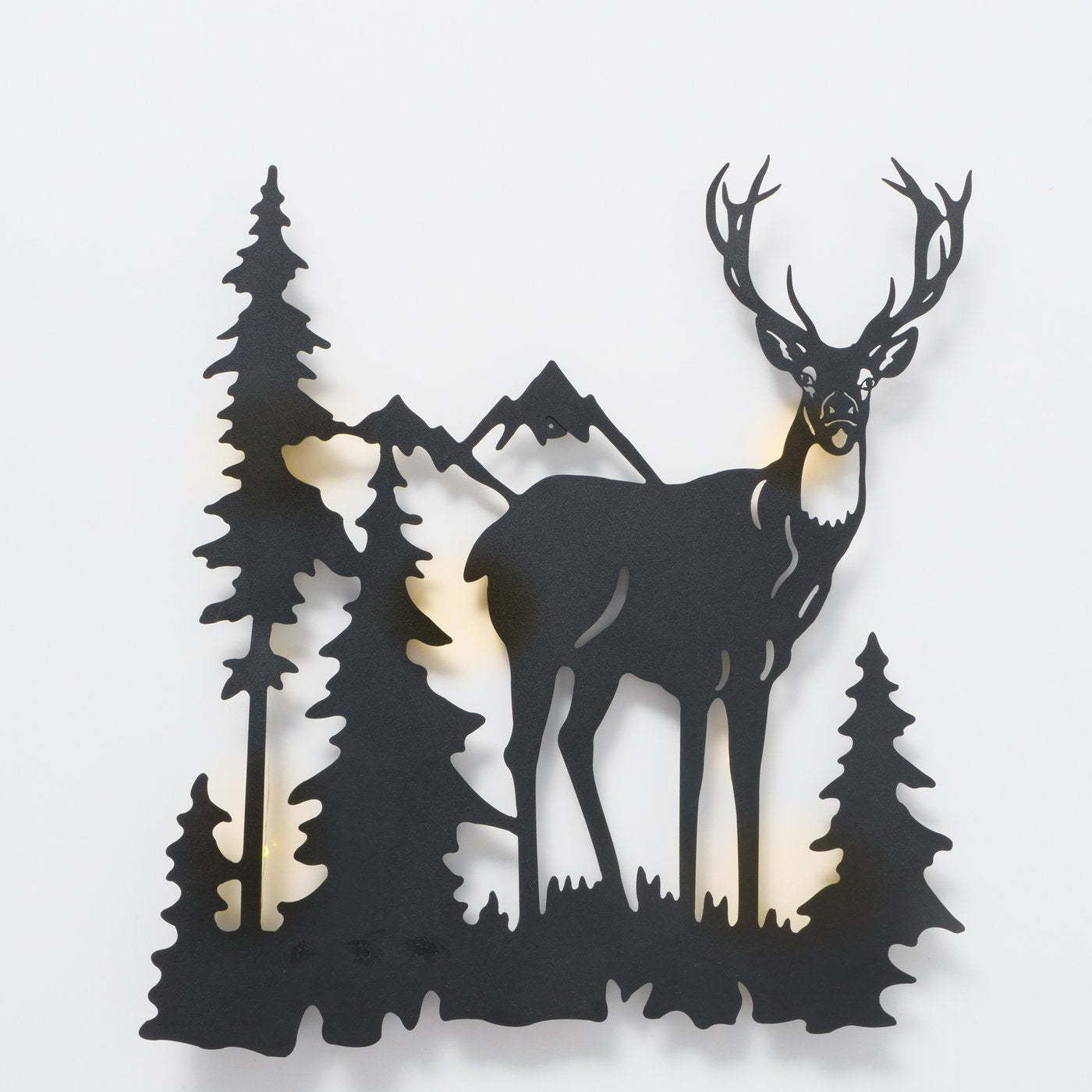 LED Wandobjekt Hirsch im Waldblick – Schwarzes Metall Design