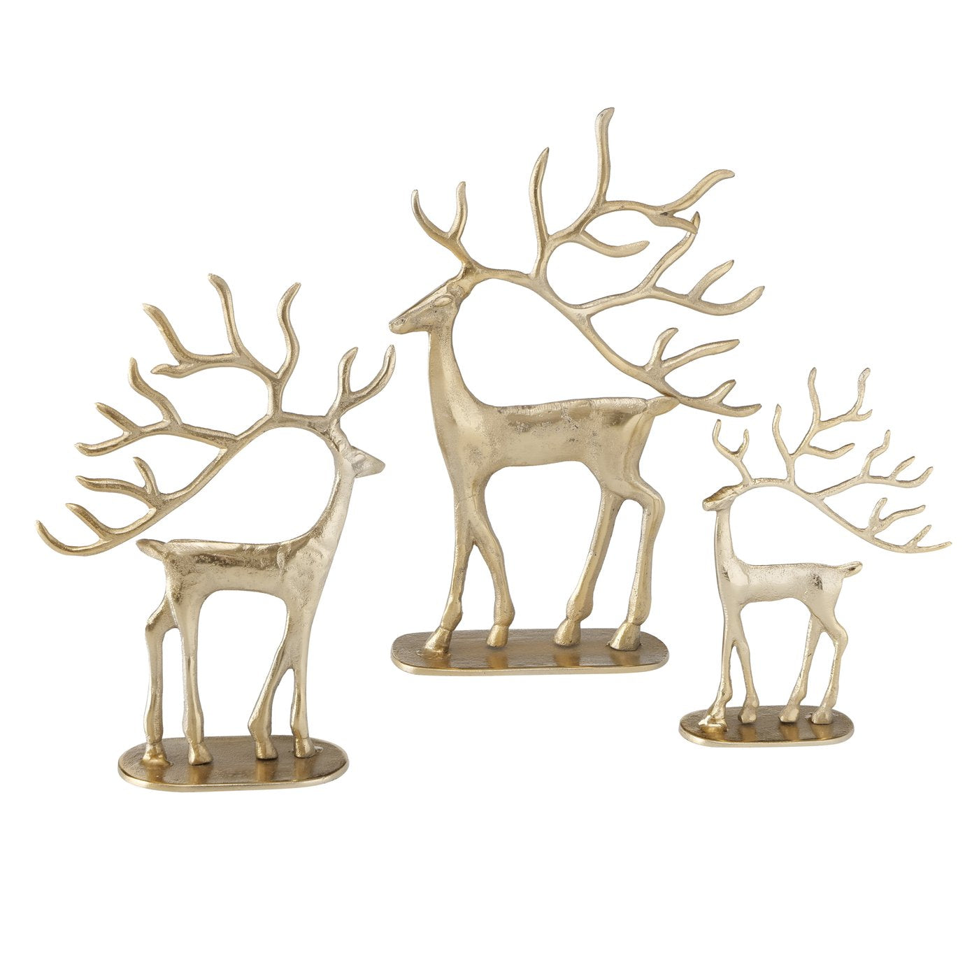 Elegantes Trio Trollah Goldene Hirschfiguren für eine edle Raumdekoration