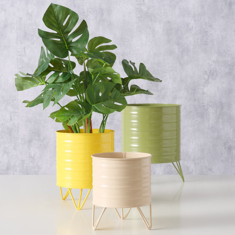 Design Pflanztopfset 'Rillana' – Farbenfrohes Trio für Indoor-Pflanzen