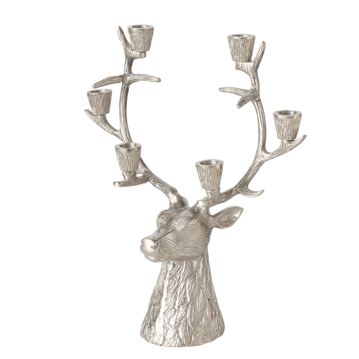 Kerzenleuchter Hirsch Theodor – Elegantes Tischaccessoire in Galvanisiertem Silber