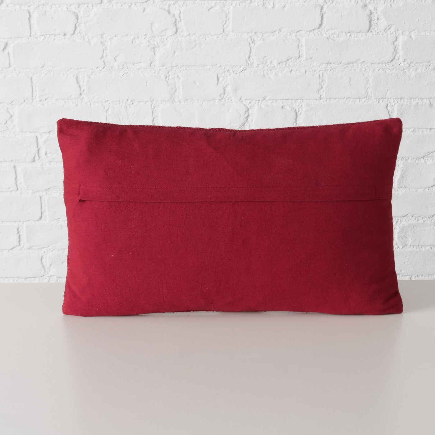 Kissen Love in Orange und Weinrot, 50x30 cm