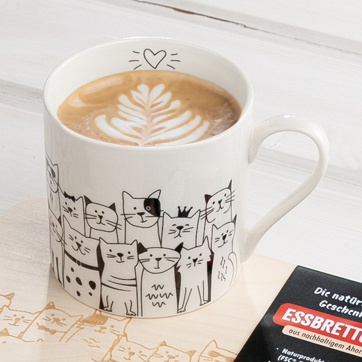 Katzenbande Becher aus Knochenporzellan 6er-Set – Weiß Kaffeetasse