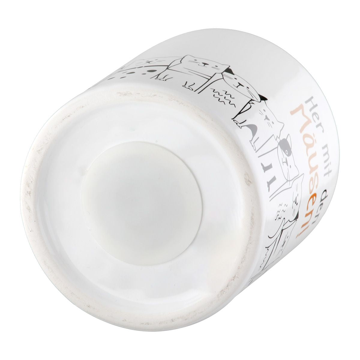 Katzenbande Keramik Spardose – Weiß mit Spruch