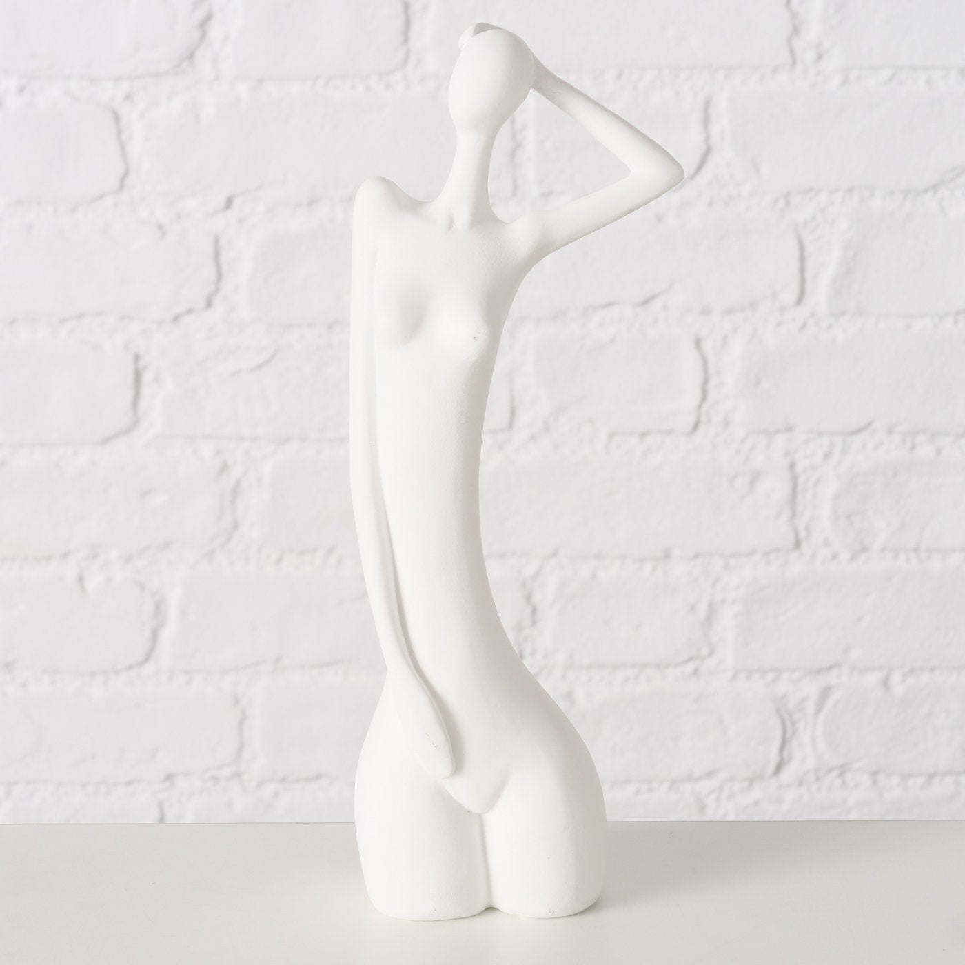 Handgefertigte Dekofigur Deborah aus Kunstharz in Weiß - 24 cm