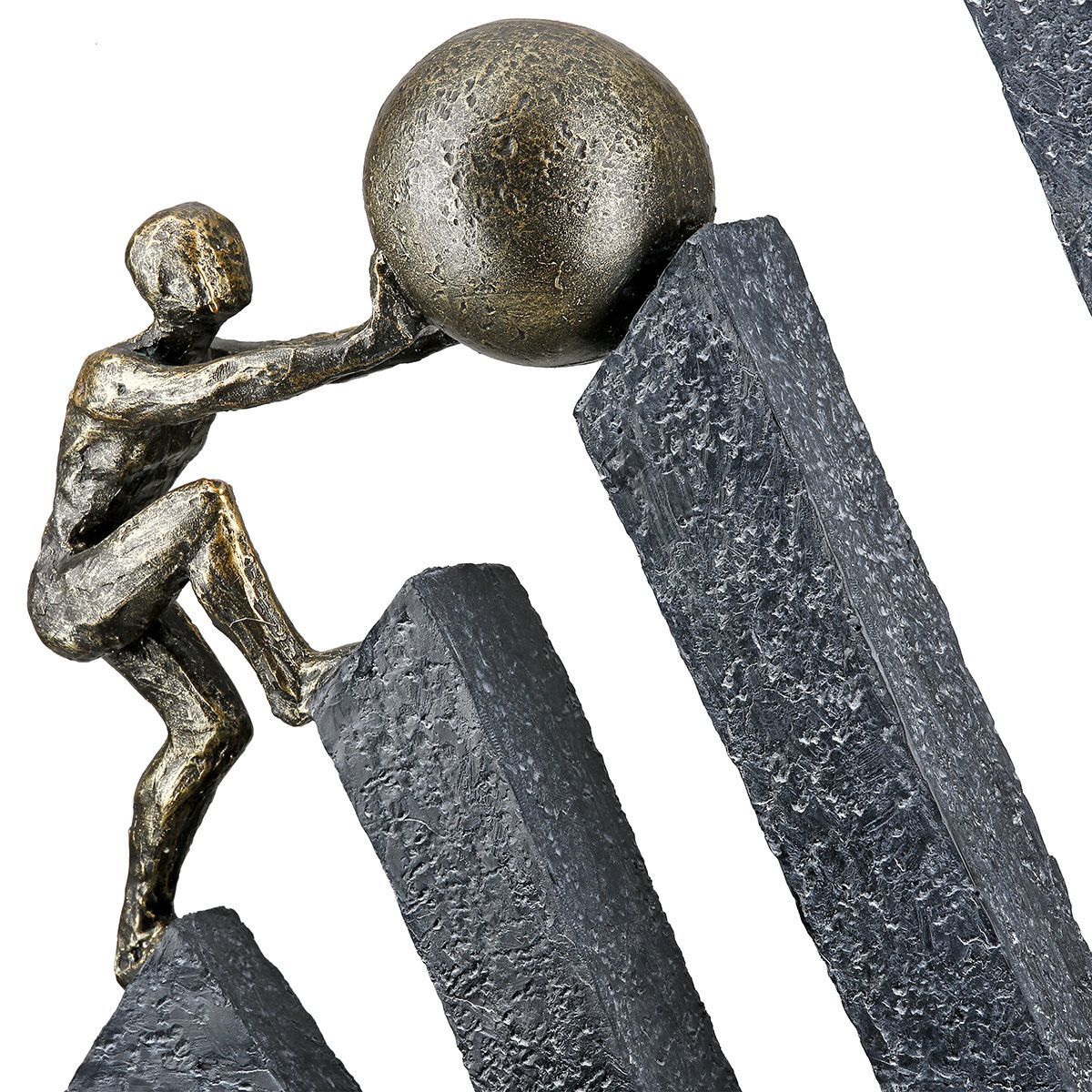 Skulptur Zielstrebiger Athlet Kunstharz Anthrazit Kupfer