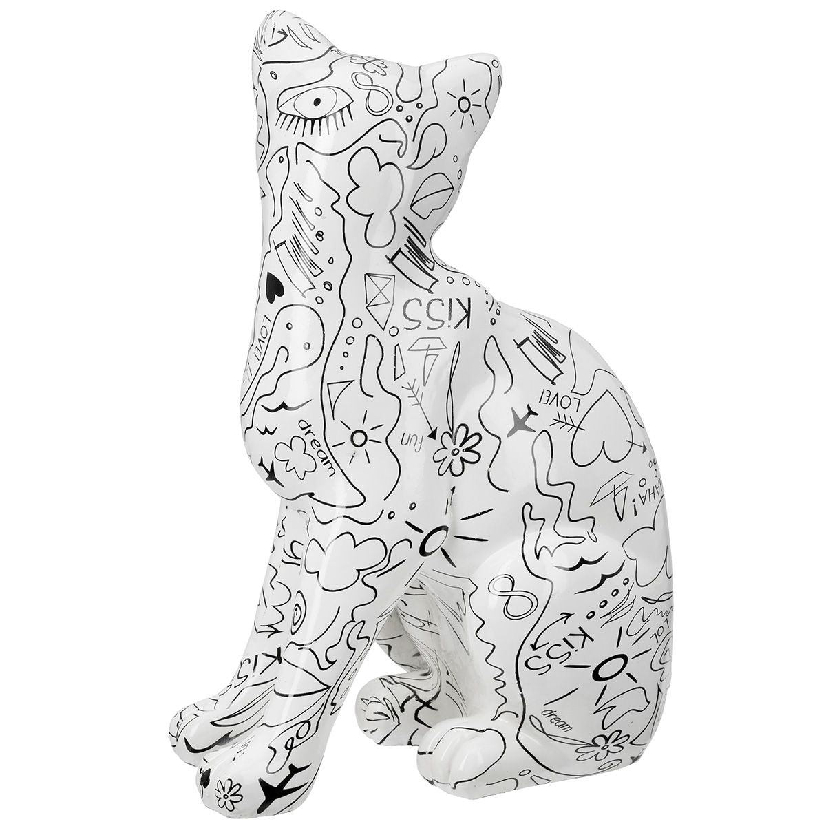 Katze Skulptur Modern Art Einliniendesign Kunstharz Weiß