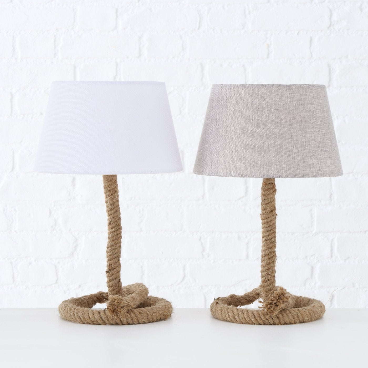 Maritimer Tischleuchte Rope Design mit Textilschirm 2er Set