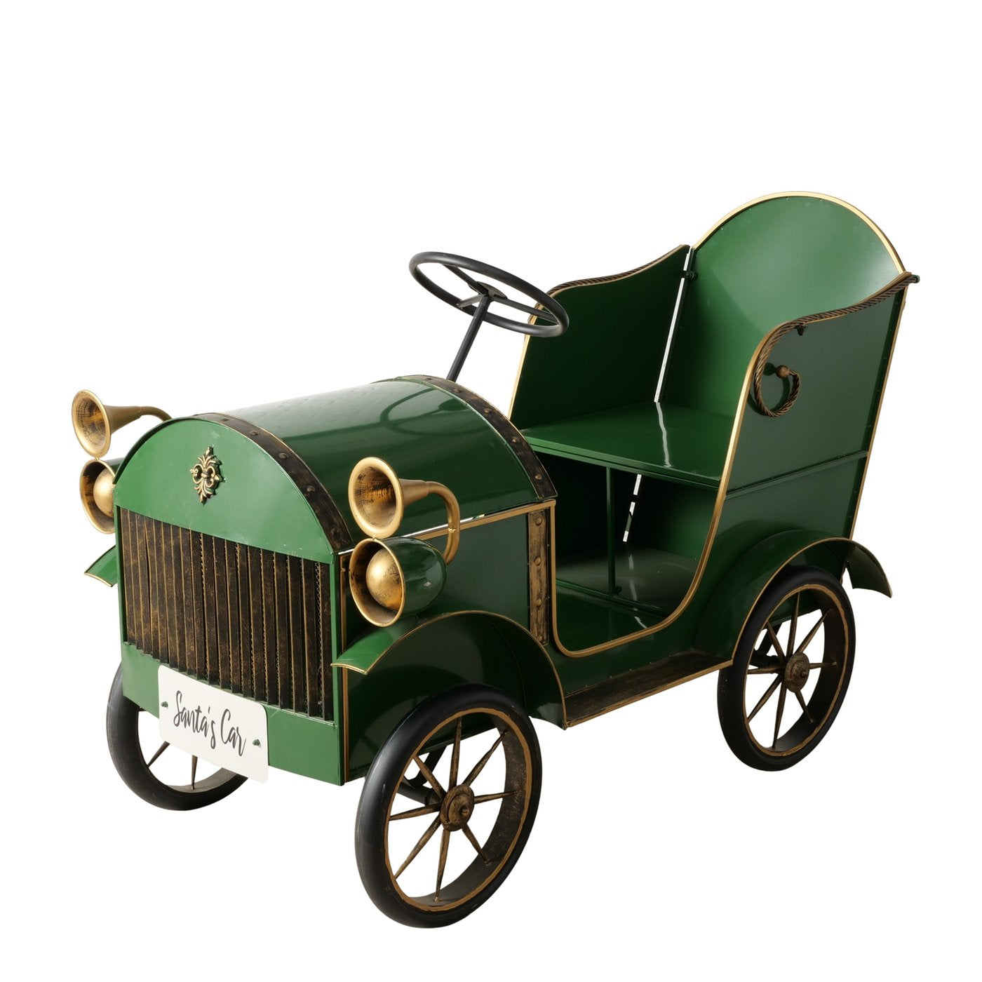 Weihnachts-Dekoaufsteller Santa’s Classic Car im 2er-Set – Nostalgischer Oldtimer aus Metall