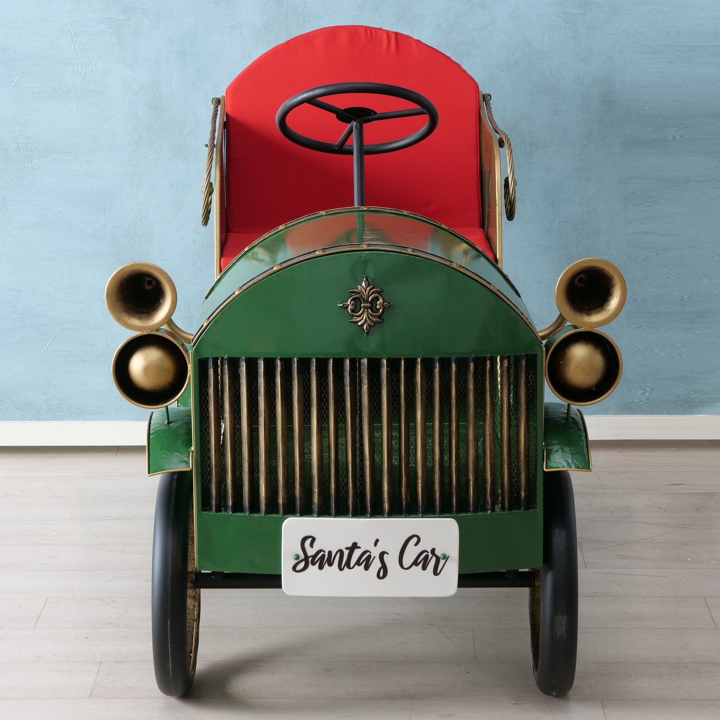 Weihnachts-Dekoaufsteller Santa’s Classic Car im 2er-Set – Nostalgischer Oldtimer aus Metall