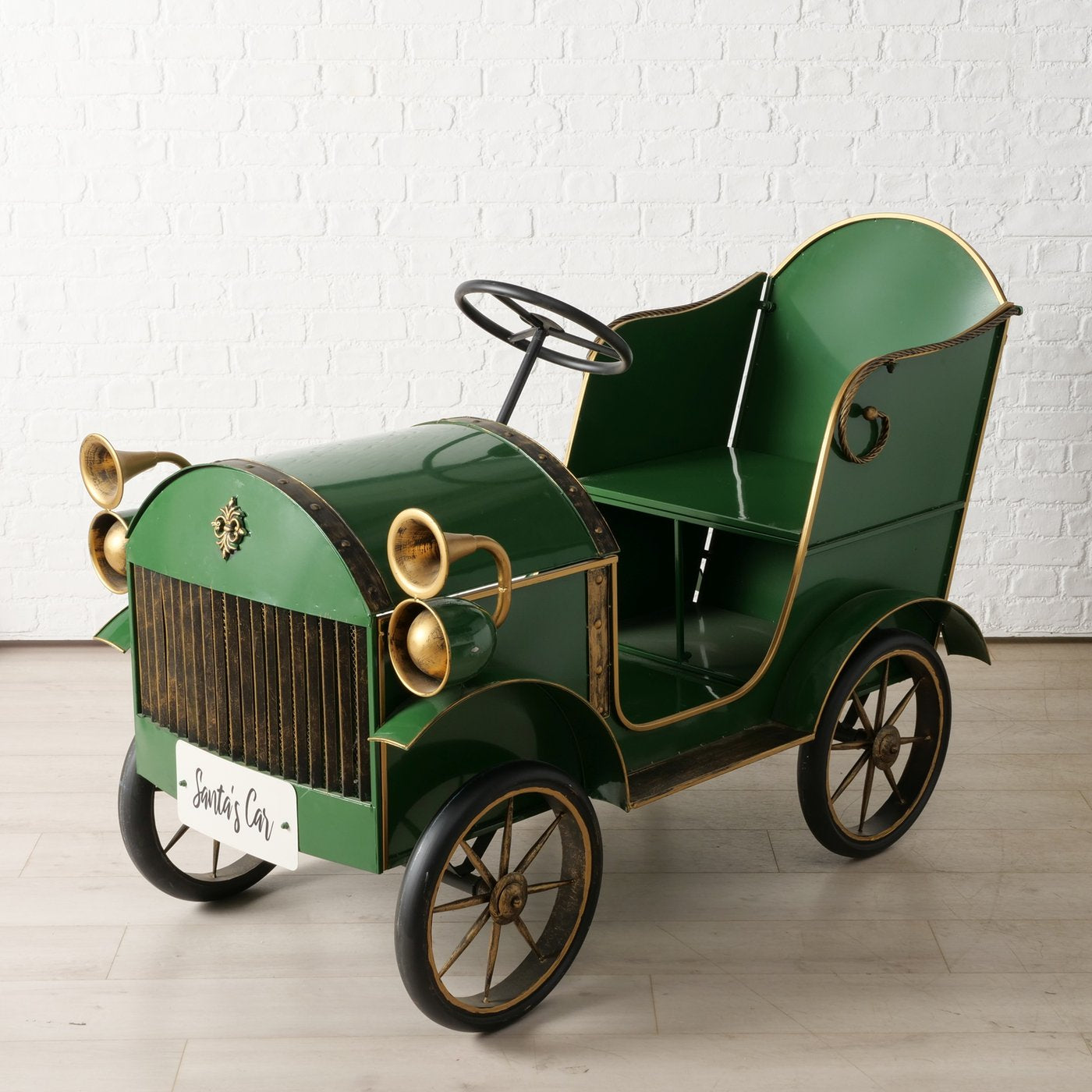 Weihnachts-Dekoaufsteller Santa’s Classic Car im 2er-Set – Nostalgischer Oldtimer aus Metall