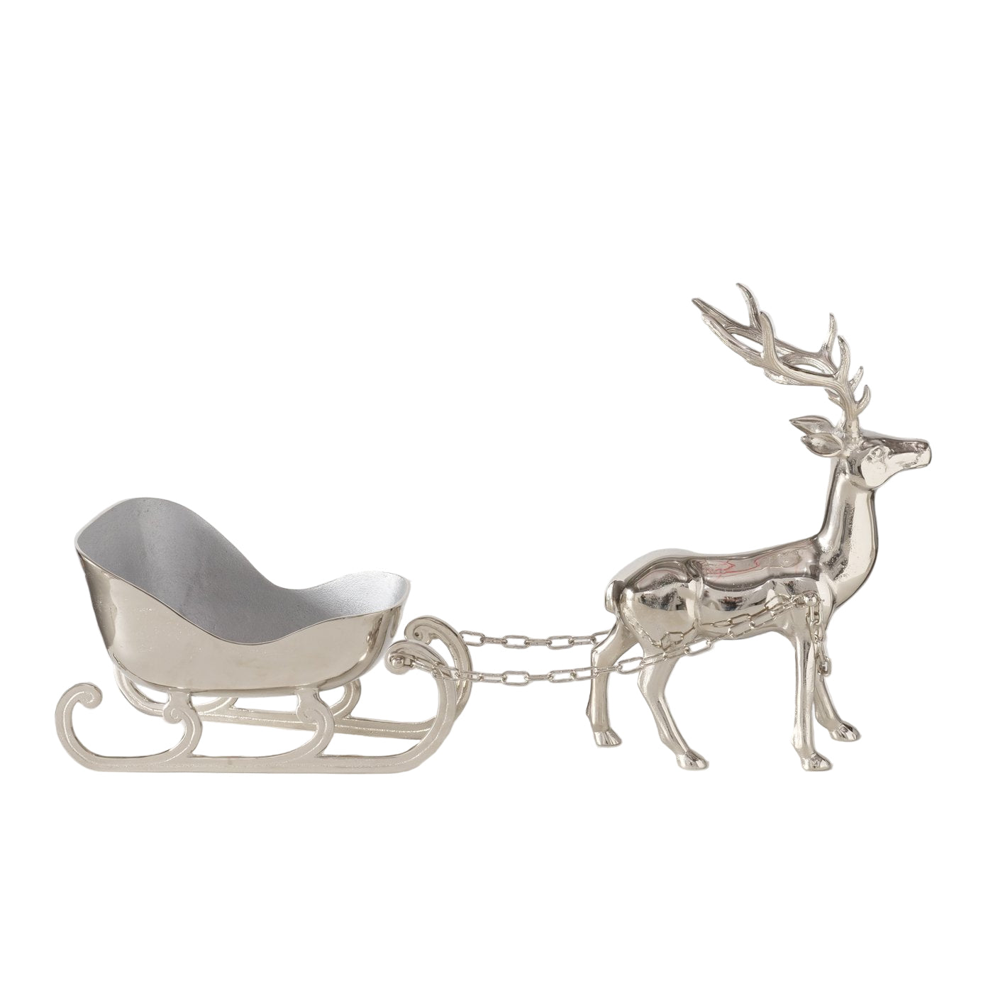 Sektkühler Hirsch mit Schlitten Silber Aluminium Vernickelt 86cm