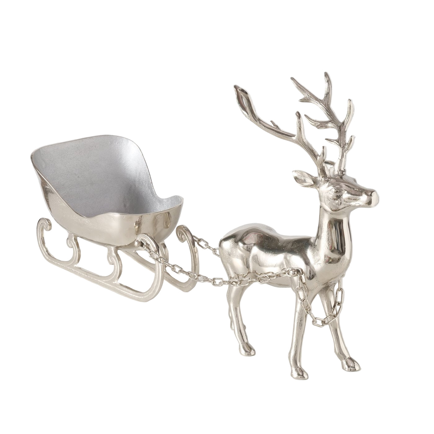 Sektkühler Hirsch mit Schlitten Silber Aluminium Vernickelt 86cm
