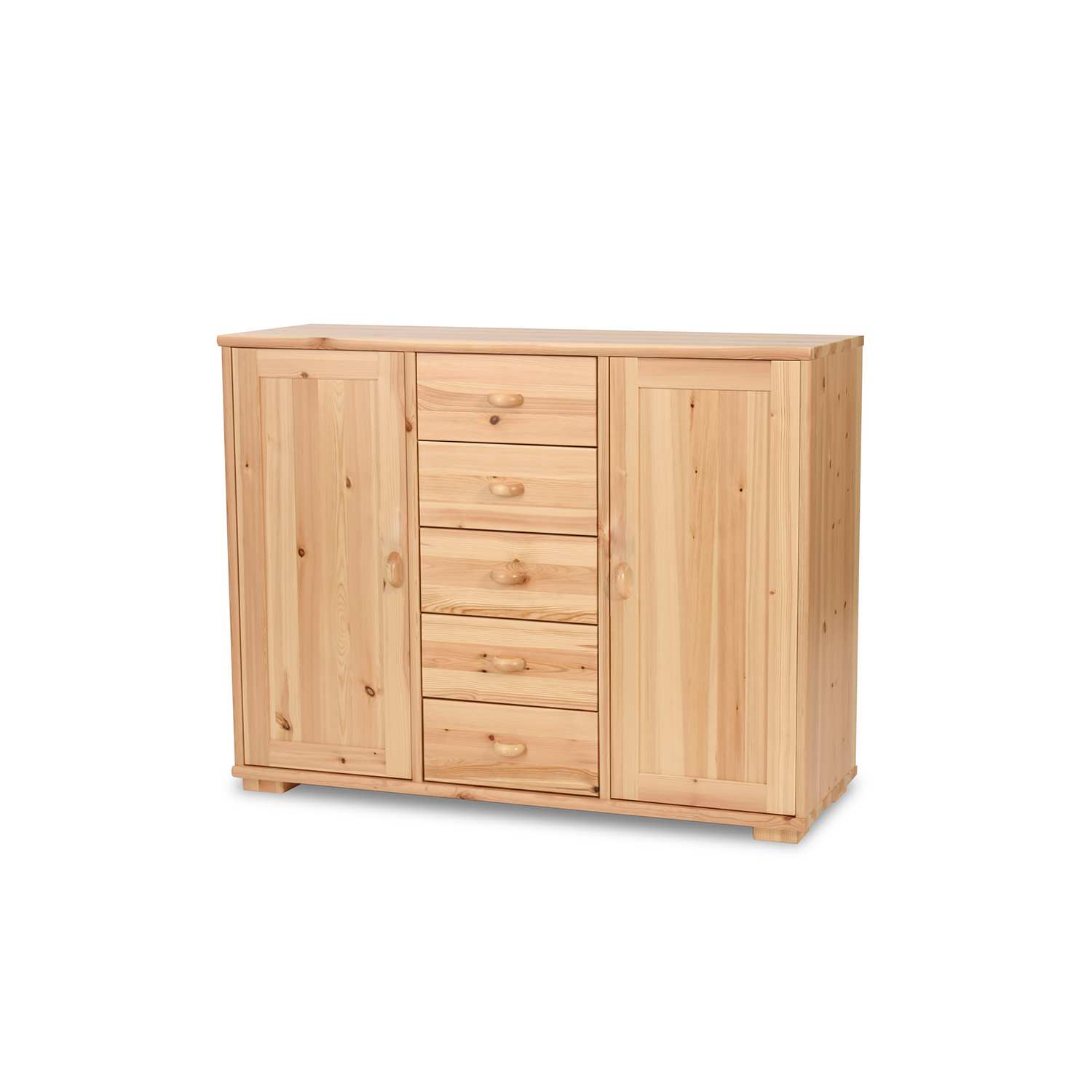 Vanessa Kommode Sideboard | Anrichte | 2-Türig mit 5-Schubladen | 100% Bio Massivholz