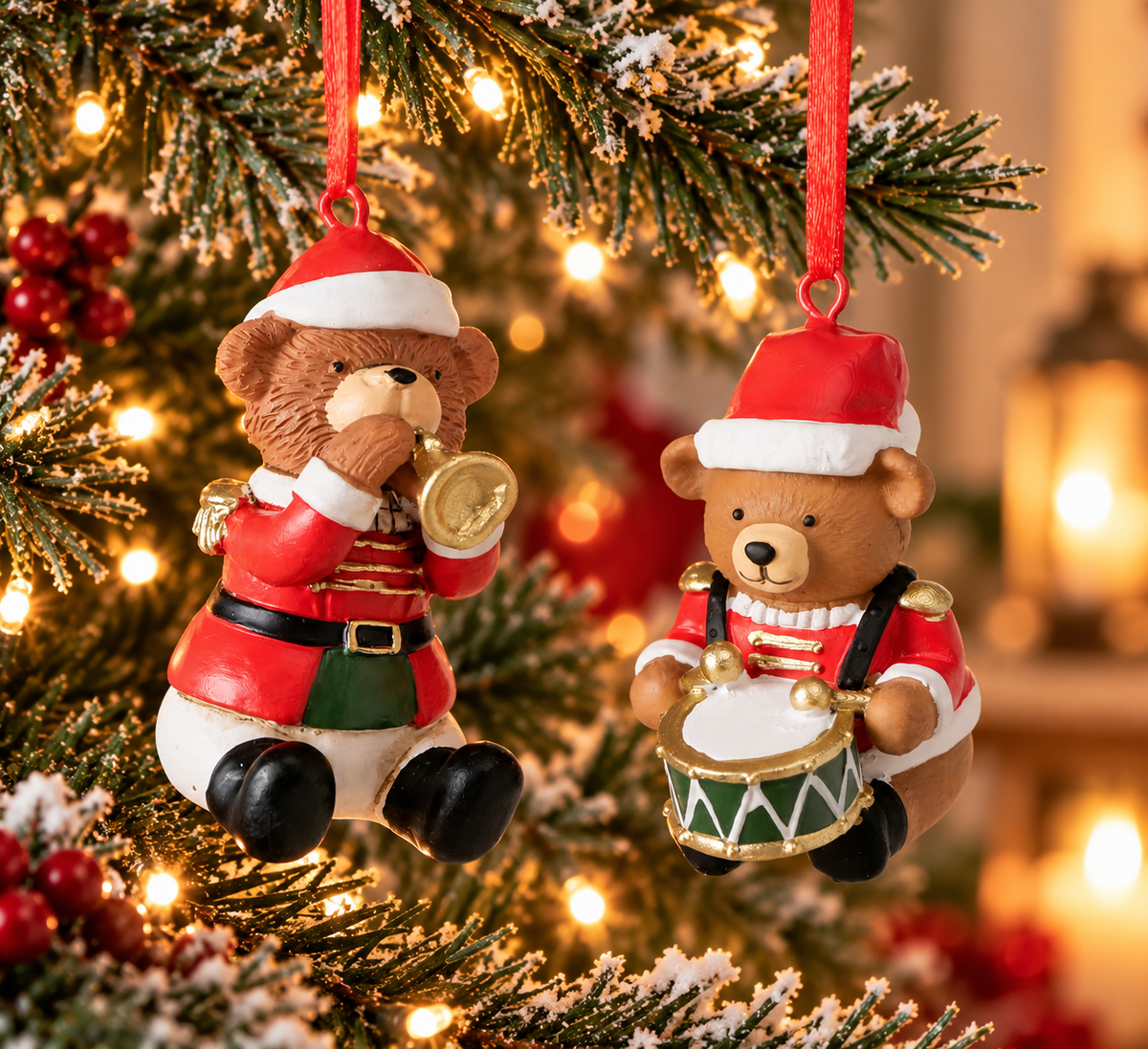 Weihnachtsanhänger Erwin Bären rot 7 cm 2er Set
