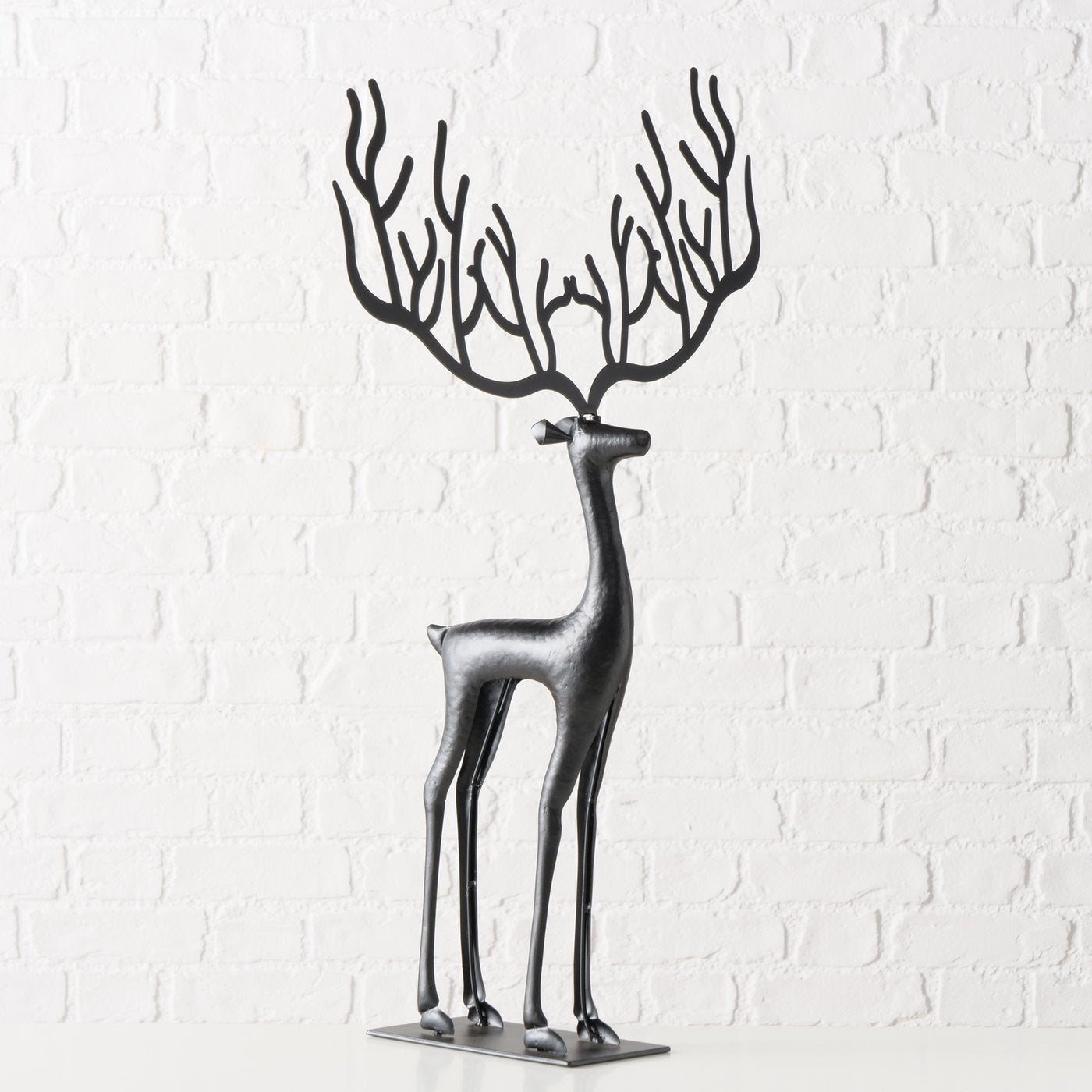 Cornelius Grand Hirschfigur Schwarz 67cm Metall Handgefertigt Matt