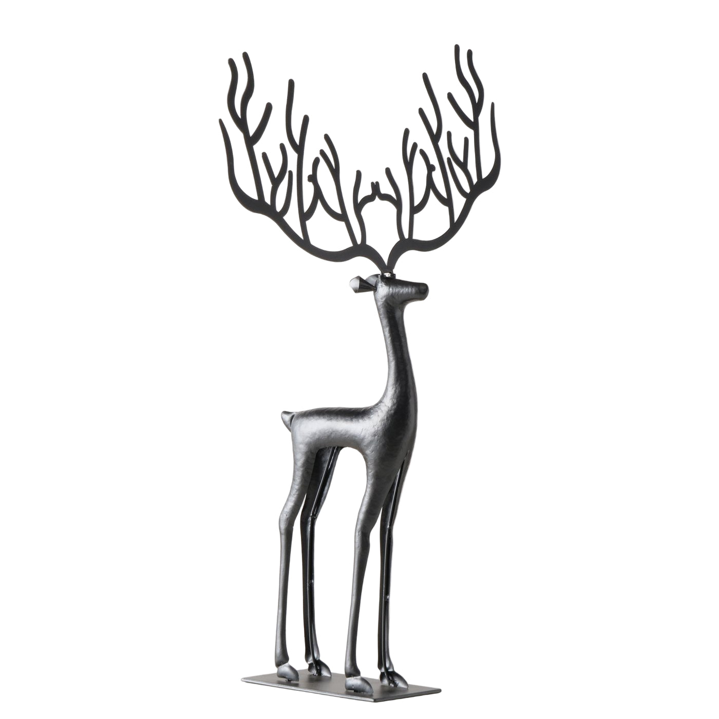 Cornelius Grand Deer Beeldje Zwart 67cm Metaal Handgemaakt Mat