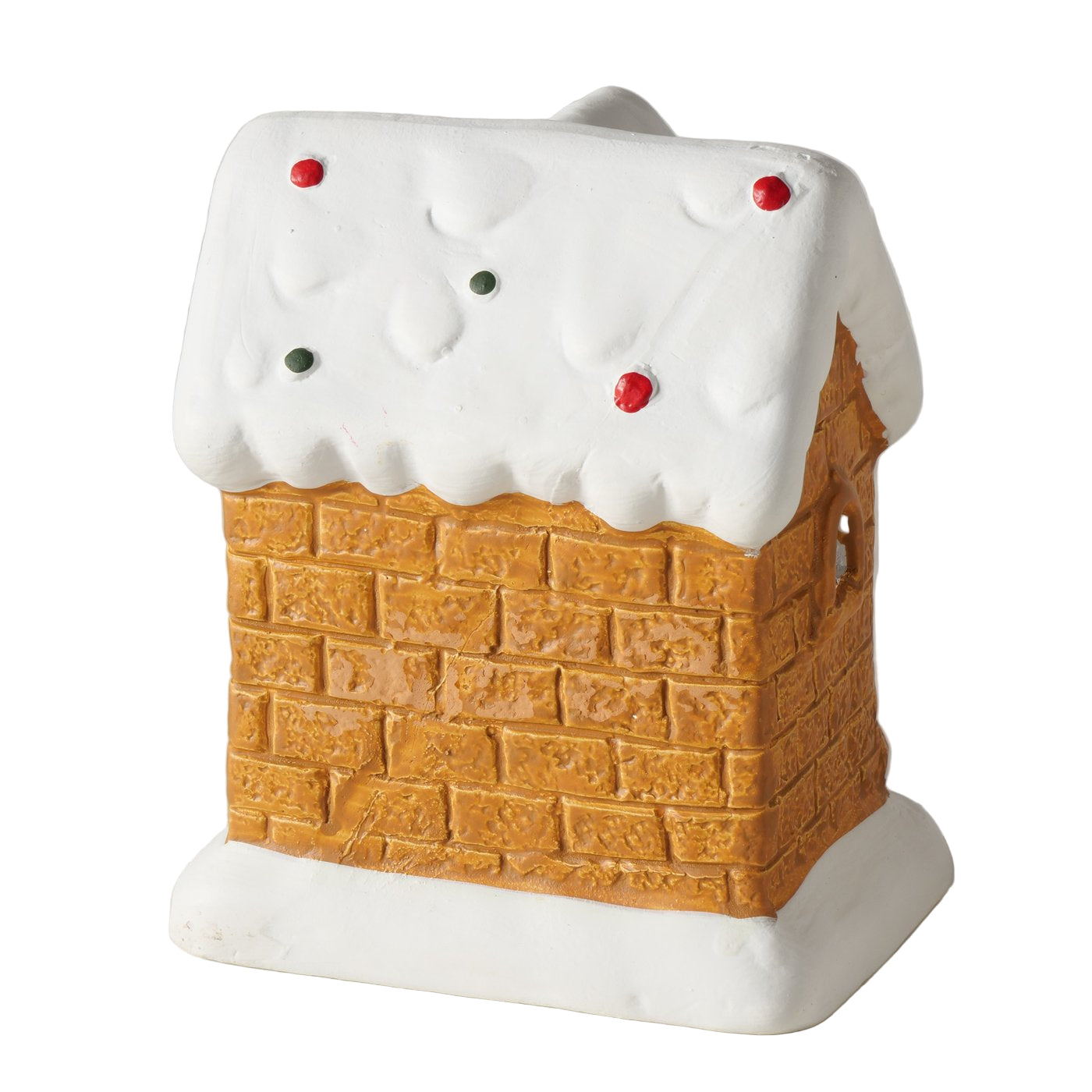Ginger decorative display stand, set of 2, gingerbread house with LED, hand-painted